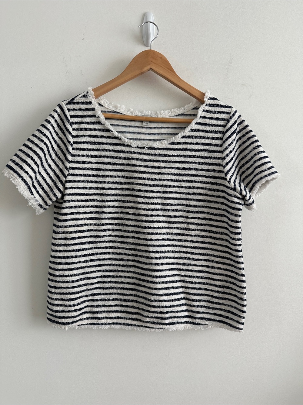 Green Envelope Black & White Striped Short-Sleeve Top